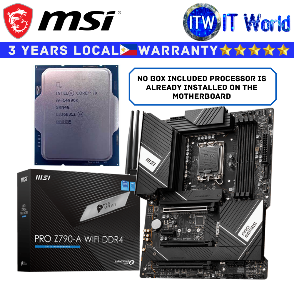 MSI Motherboard Bundle Intel Core i9-14900K Tray Type Processor with MSI Pro Z790-A Wifi DDR4