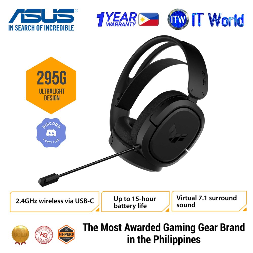 ASUS TUF Gaming H1 Ultra-Low Latency Connection 7.1 Surround Sound Gaming Wireless Headset - Black