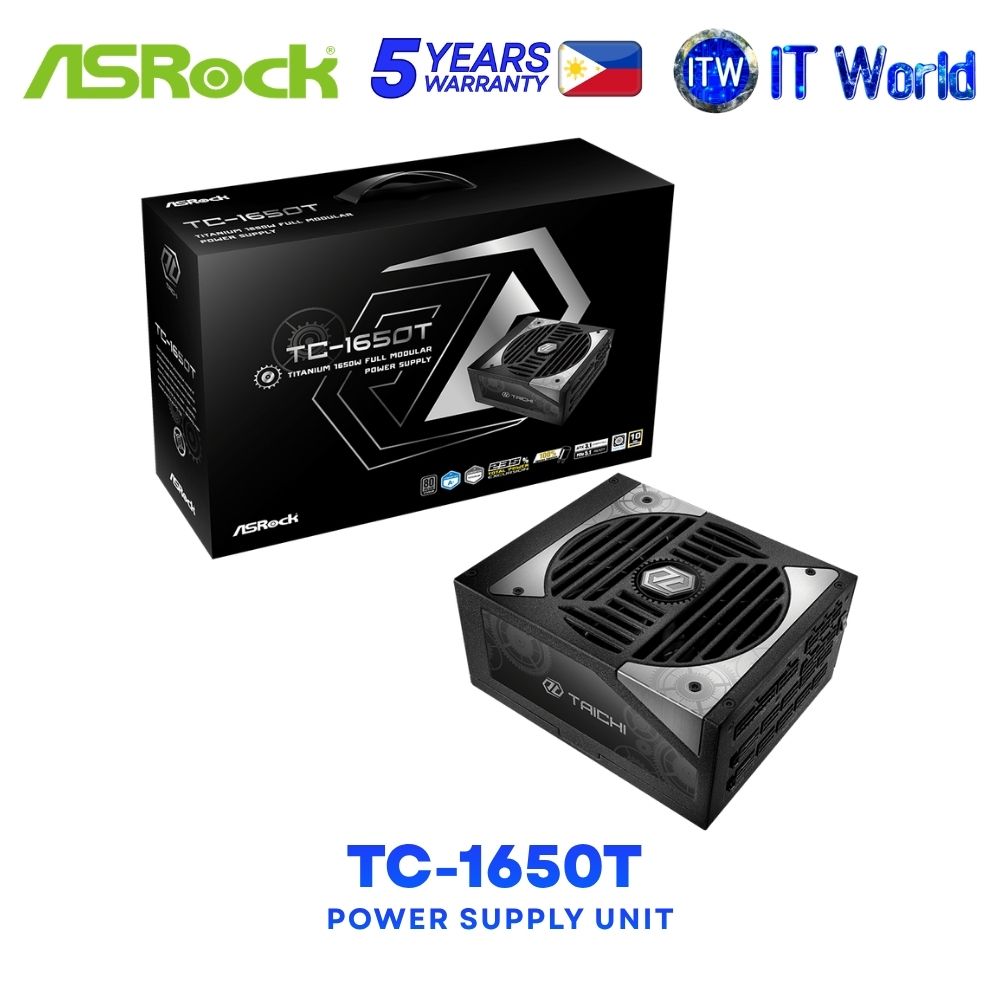 ASRock TC-1650T 1650W 80+ Titanium ATX3.1 & PCIe5.1 Ready Fully Modular Power Supply Unit