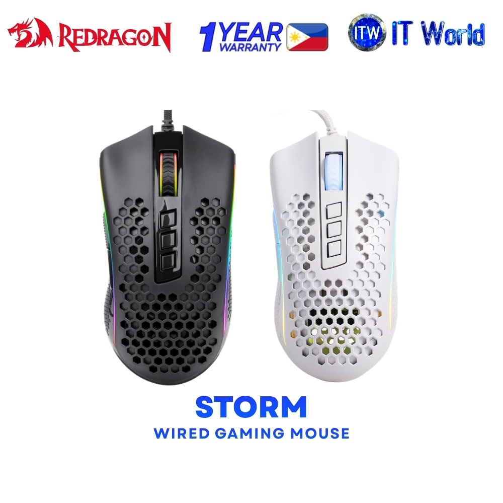 Redragon Storm M808-RGB Gaming Mouse 12400 DPI 1000Hz 7 Buttons RGB Black/White itw