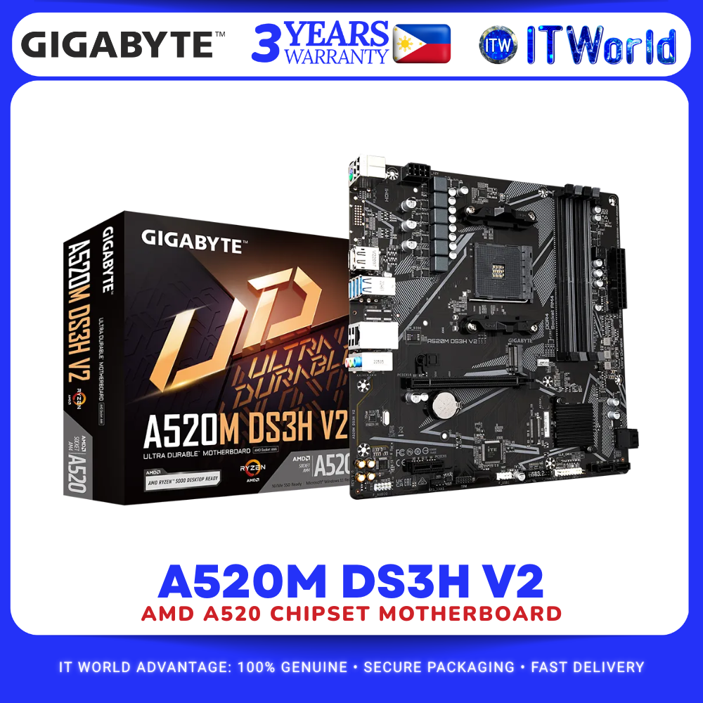 Gigabyte A520M DS3H V2 AMD A520 mATX DDR4 Motherboard for Desktop itw