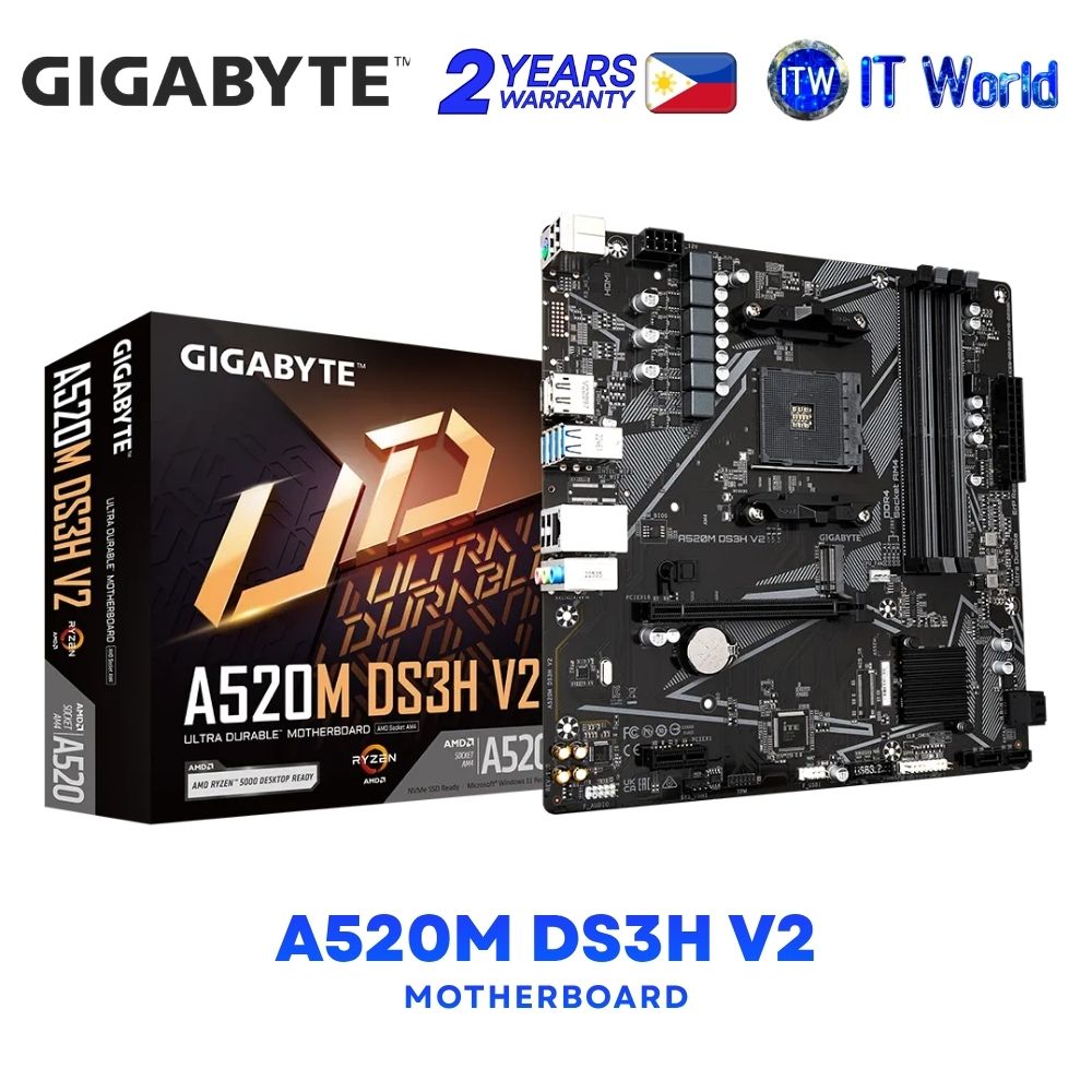 Gigabyte A520M DS3H V2 micro-ATX AM4 DDR4 AMD A520 Chipset Motherboard
