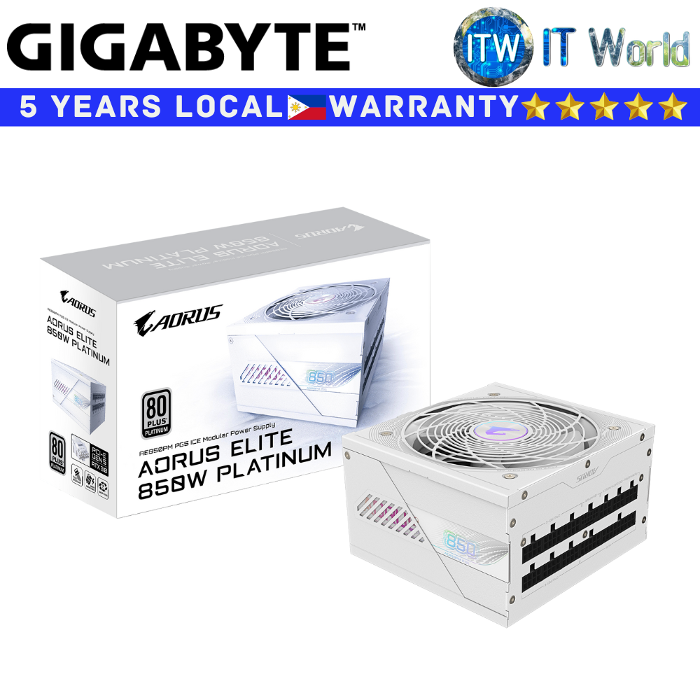 Itw | Gigabyte Aorus Elite PSU 850W Power Supply Unit AE850PM PG5 Ice Modular (GP-AE850PM-PG5-ICE)