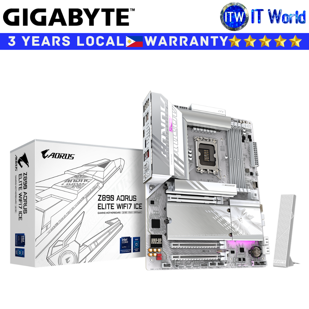 Gigabyte Motherboard Z890 Aorus Elite Wifi7 Ice ATX LGA1851 DDR5 (GA-Z890-A-ELITE-WF7-ICE)