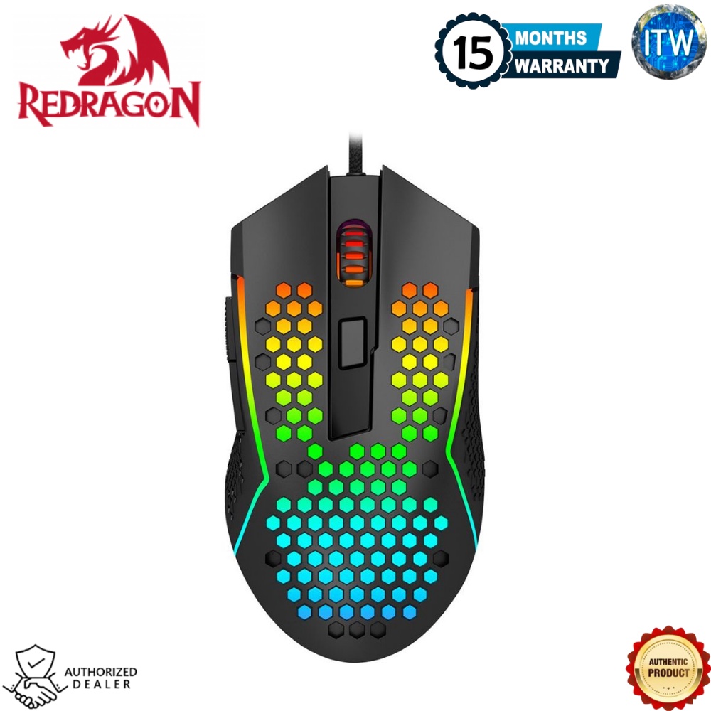 Redragon Reaping M987-K RGB - 55g Lightweight, 7 Programmable Buttons, 12400DPI, Wired Gaming Mouse