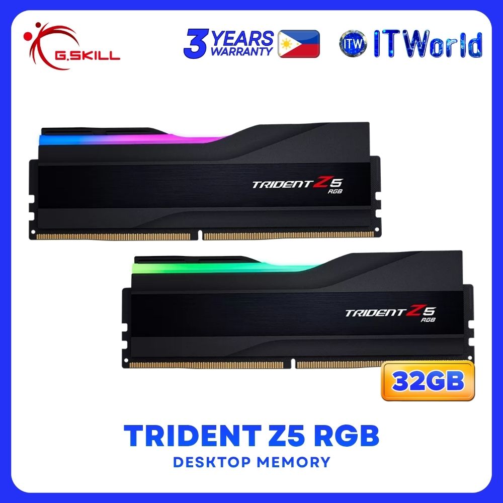 G.Skill Trident Z5 RGB 32GB (2x16GB) DDR5-6400Mhz Dual Desktop Memory F5-6400J3239G16GX2-TZ5RK