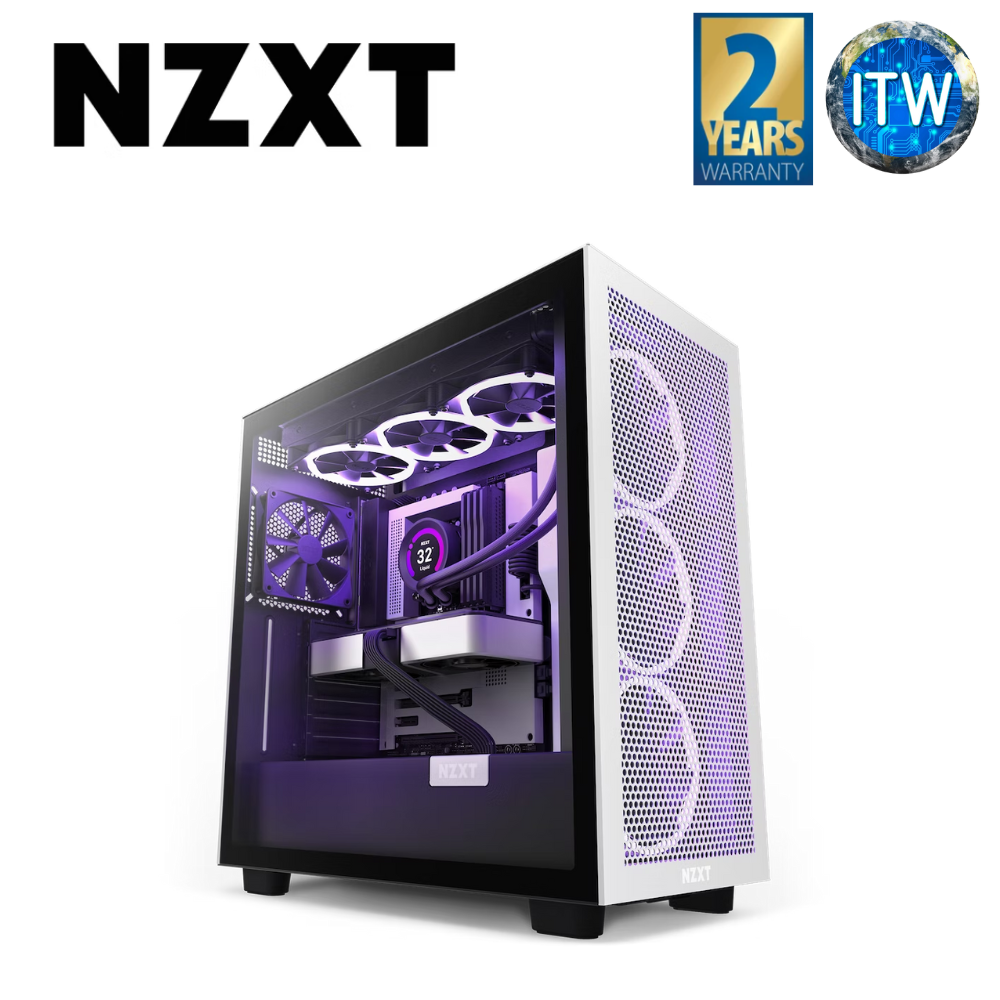 NZXT H7 Flow - Front I/O USB Type-C Port Tempered Glass Side Panel ATX Mid Tower PC Gaming Case