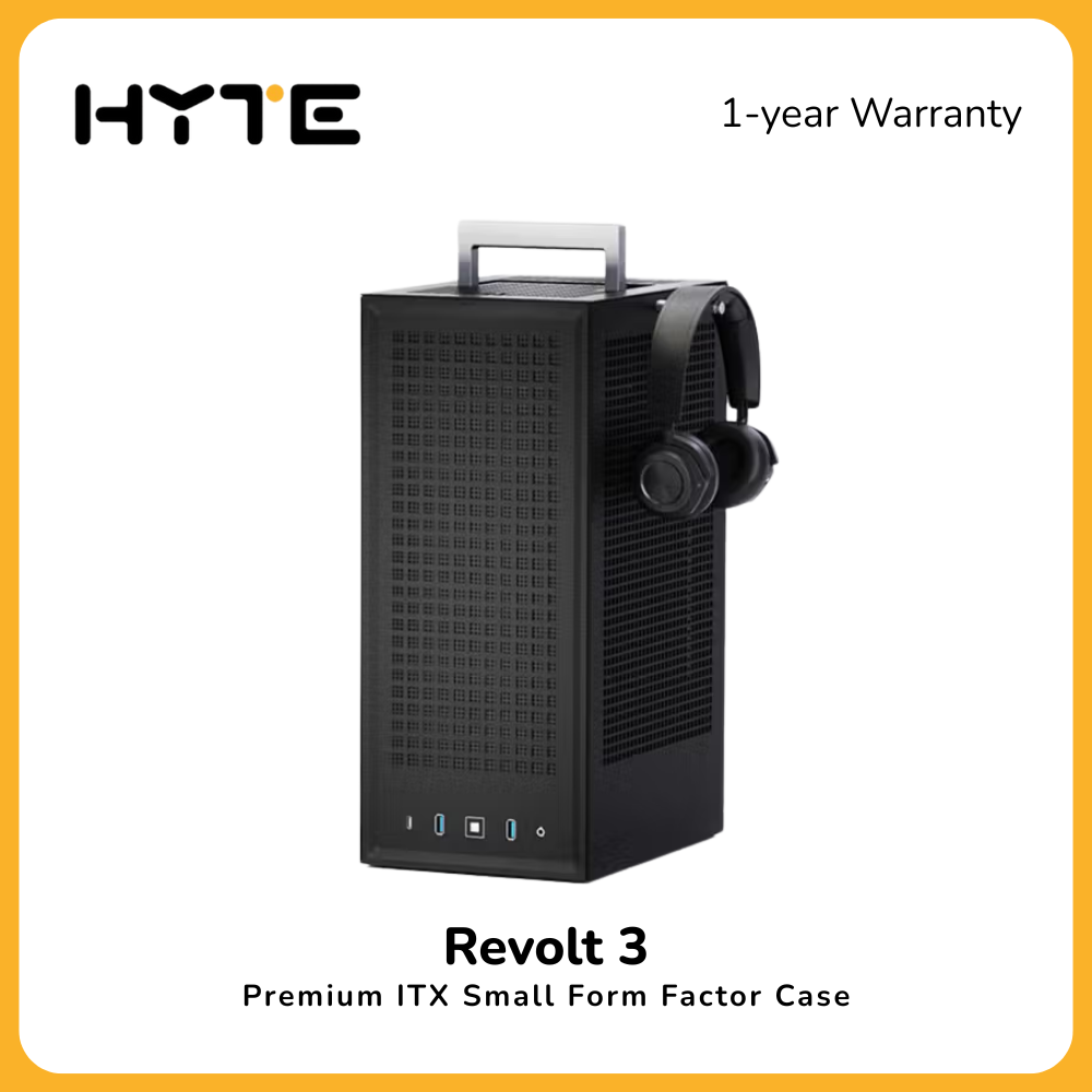 HYTE Revolt 3 Small Form Factor Premium ITX Computer Gaming Case Only - Black