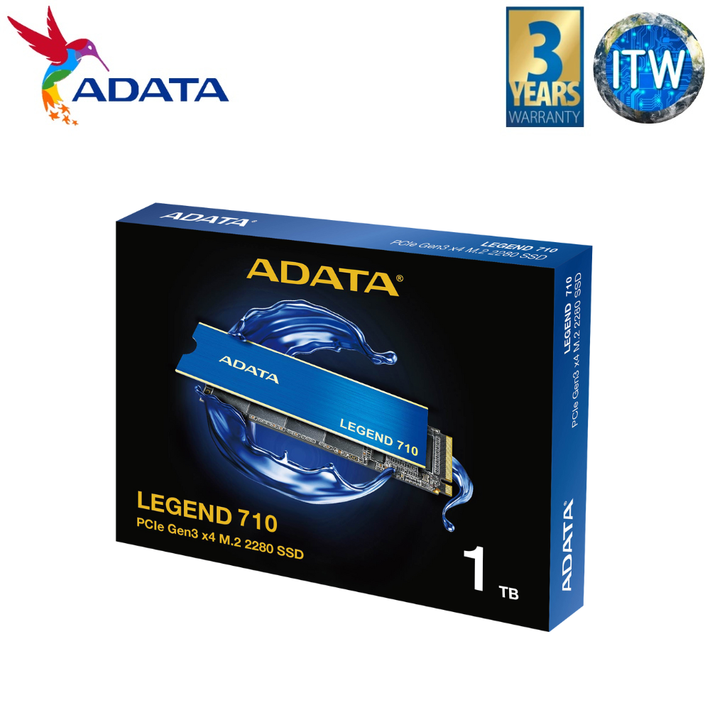 1TB ADATA Legend 710 PCIe Gen3 x4 M.2 2280 SSD (256GB / 512GB / 1TB)