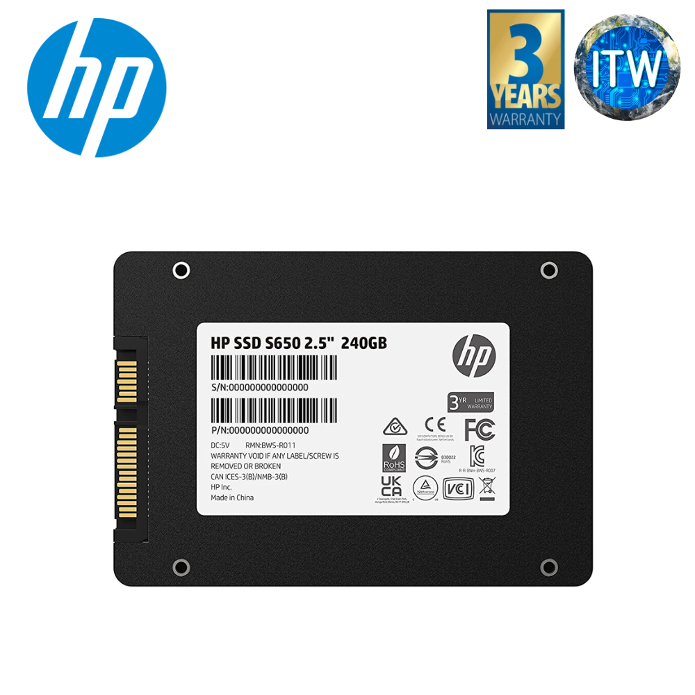 HP S650 - 2.5&quot; SATA III ,6 Gb/s, 3D NAND TLC Internal Solid State Hard Drive (240GB/480GB)