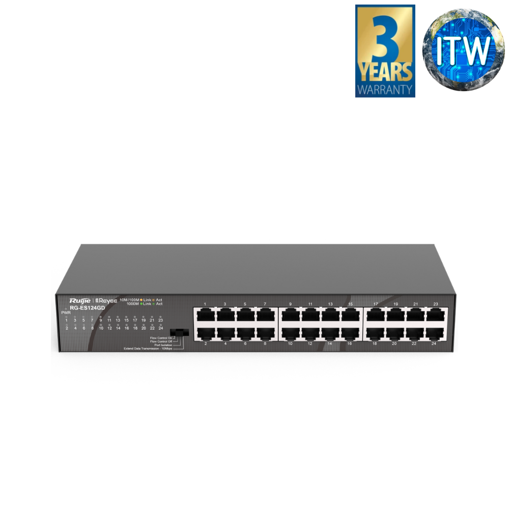ITW | Ruijie RG-ES124GD 24-port 10/100/1000Mbps Unmanaged Switch (RG-ES124GD)