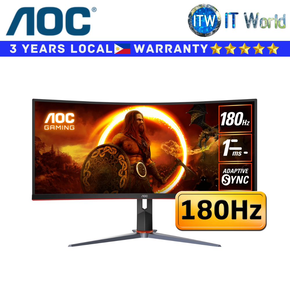 AOC Curved Gaming Monitor CU34G2XP 34" 180Hz / 3440×1440 WQHD / VA 1500R / 1ms MPRT | itw