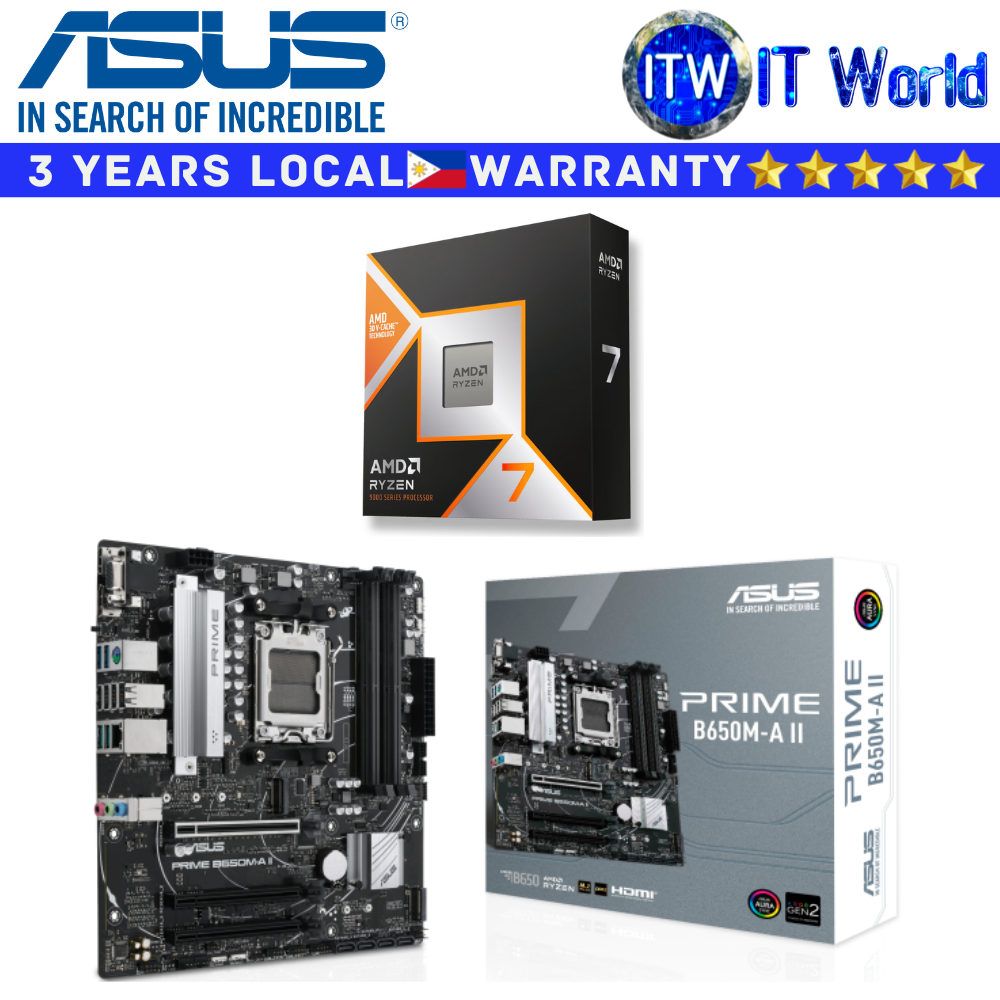 ASUS Bundle Motherboard AMD Ryzen 7 9800X3D without cooler and Prime B650M-A II