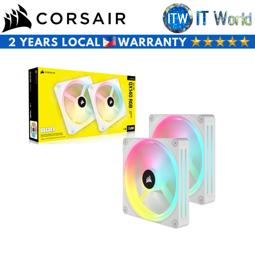 Itw | Corsair iCUE Link QX140 RGB 140mm Magnetic Dome Dual Fan Kit - White (CO-9051008-WW)