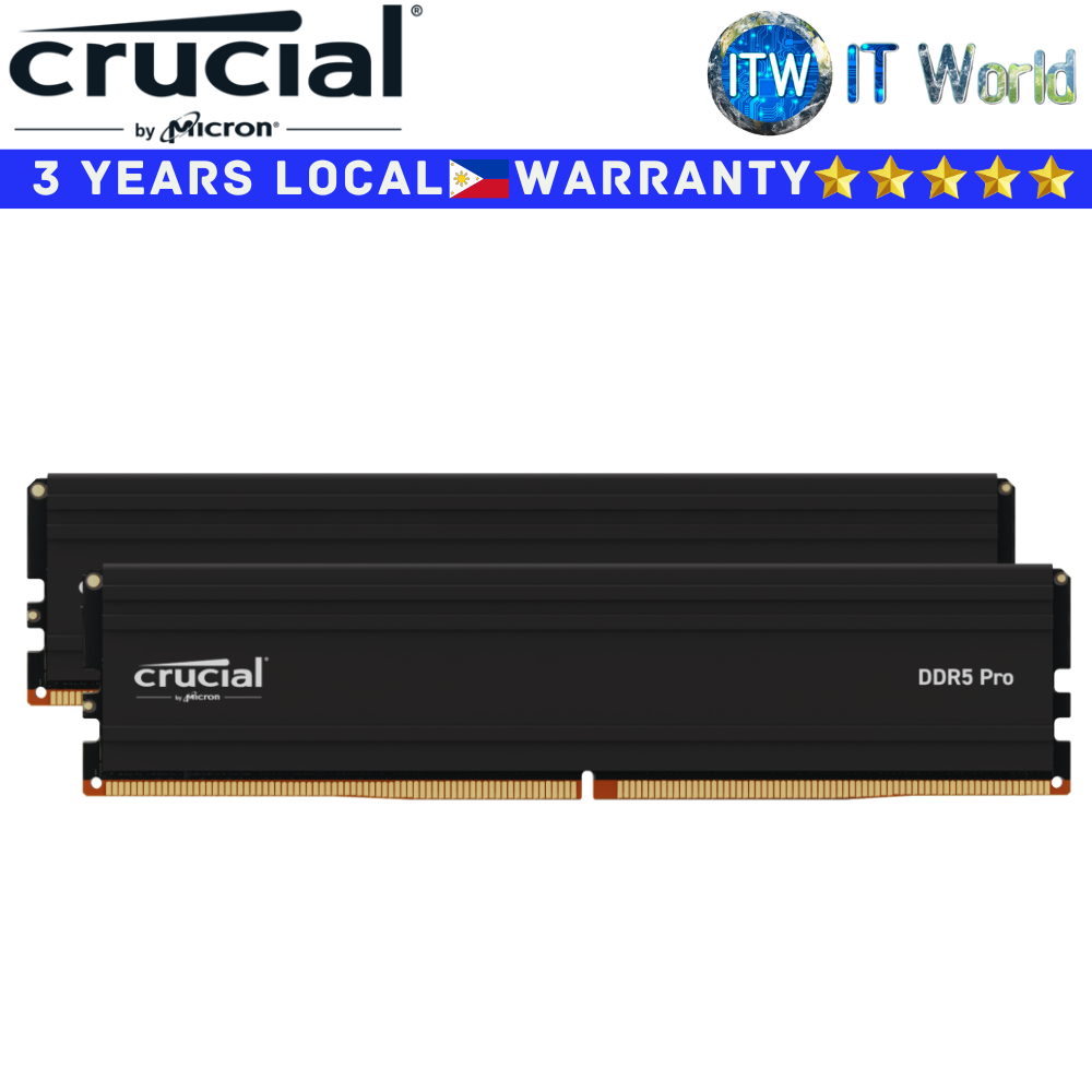 Itw | Crucial DDR5 RAM Pro 48GB (24GBx2) 5600Mhz Unbuffered UDIMM Desktop Memory (CP2K24G56C46U5)