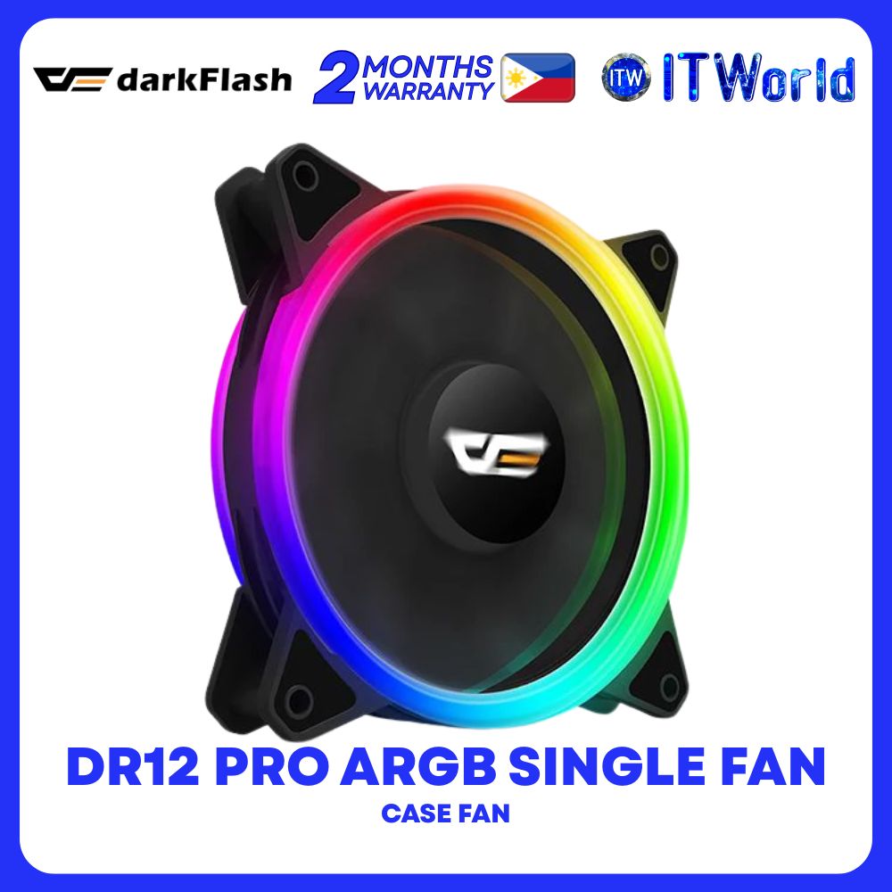 darkFlash DR12 Pro ARGB 120mm Double Ring RGB Hydraulic Bearing Cooling Single Case Fan - Black