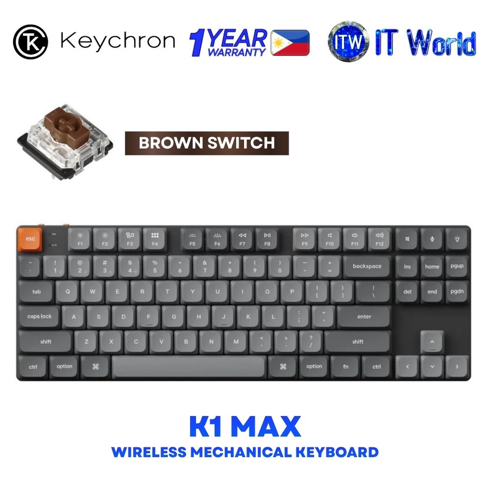 Keychron K1 Max RGB Backlight Hot-Swappable Wireless Mechanical Keyboard - Brown Switch K1M-H3
