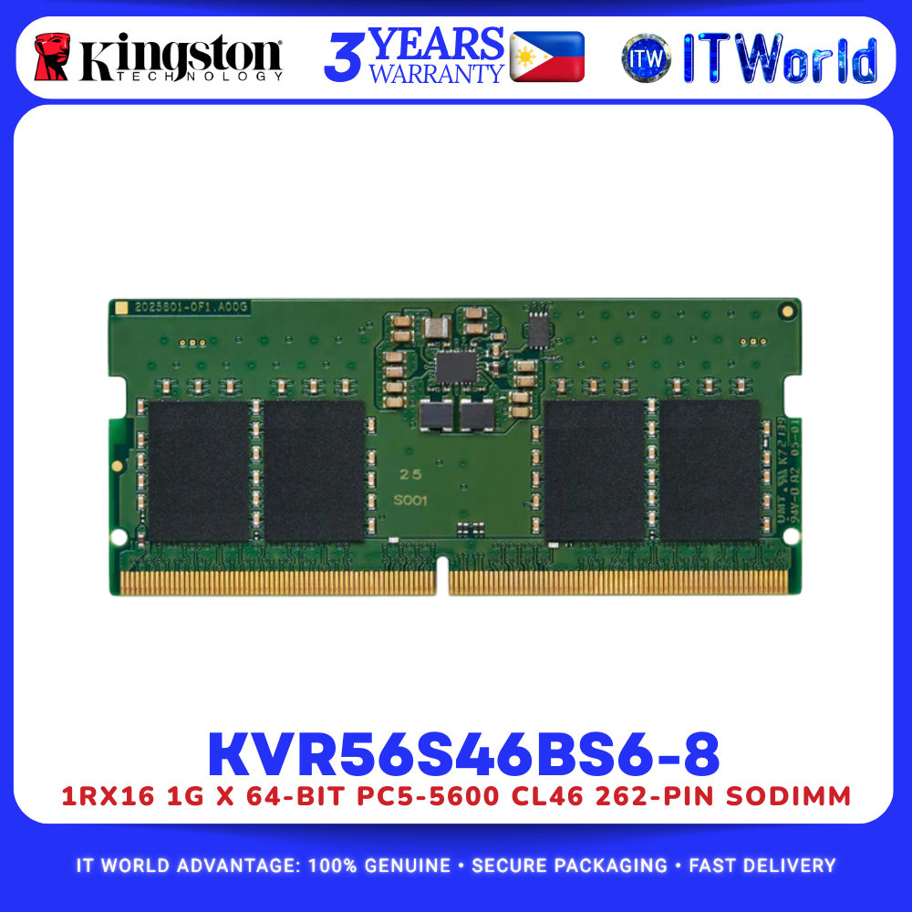 Kingston KVR56S46BS6-8 DDR5 RAM 8GB 5600MHz SODIMM Laptop Memory