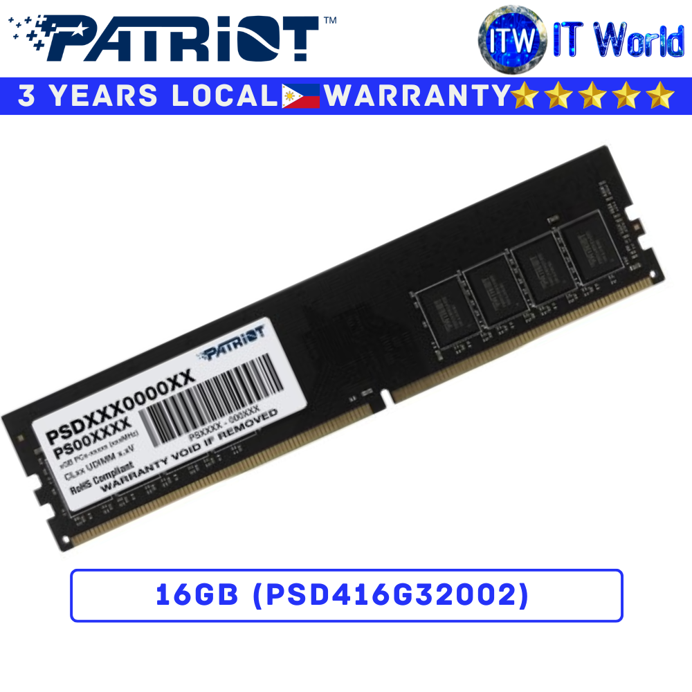 Itw | Patriot DDR4 RAM 8GB/16GB 3200Mhz Signature Line Series Single Kit UDIMM Desktop Memory (16GB)