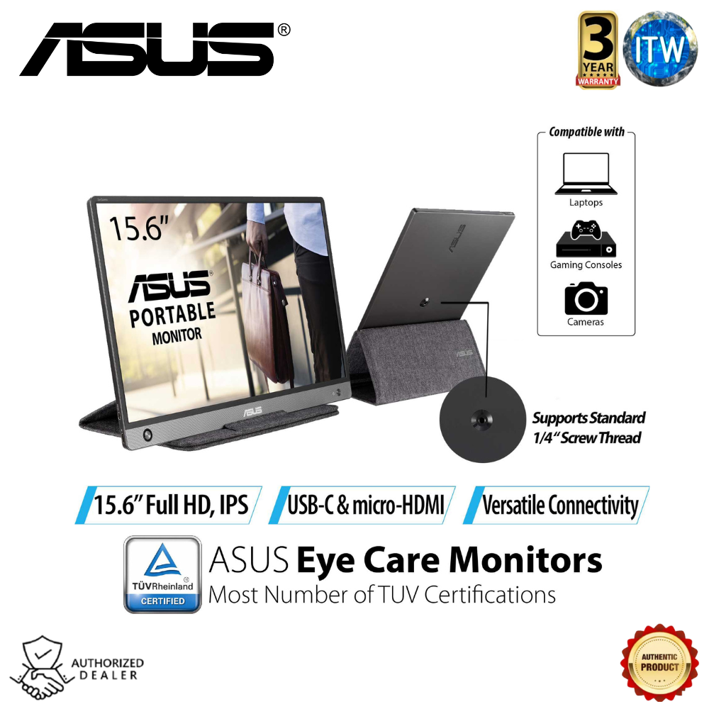 Asus ZenScreen MB16AH - 15.6&quot;, FHD IPS (1920x1080), Flicker Free, Anti-glare Portable USB Monitor