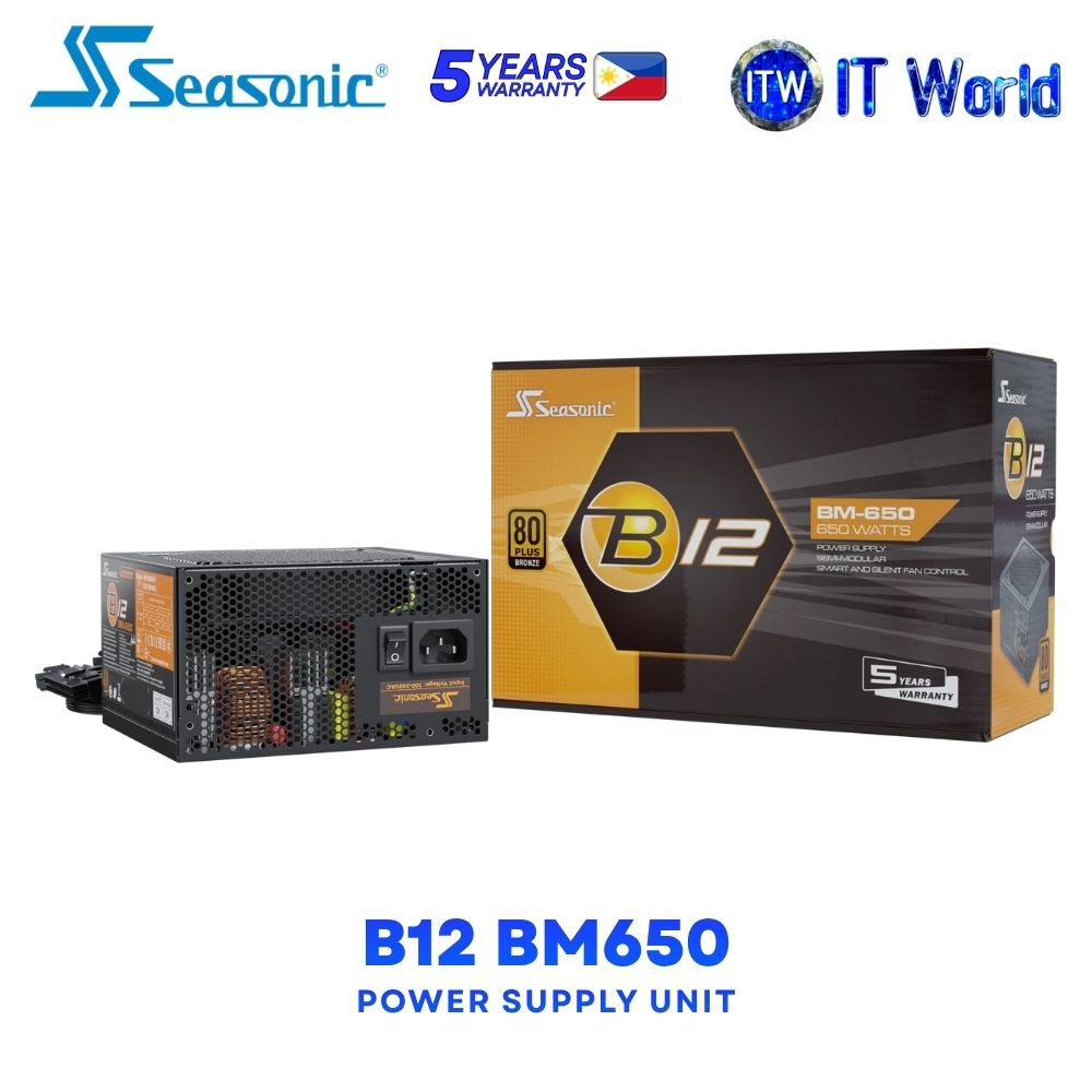 Seasonic B12 BM650 650W 80Plus Bronze Certified Semi-Modular Power Supply Unit A651BMAFH