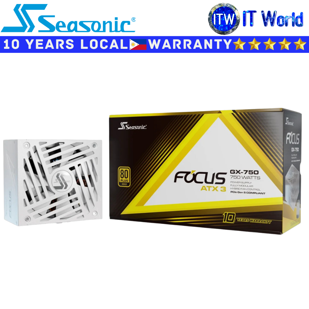 Seasonic PSU 750W Power Supply Unit Focus GX-750 ATX 3 White 80+ Gold (SRP-FGX751-A5A32SF)