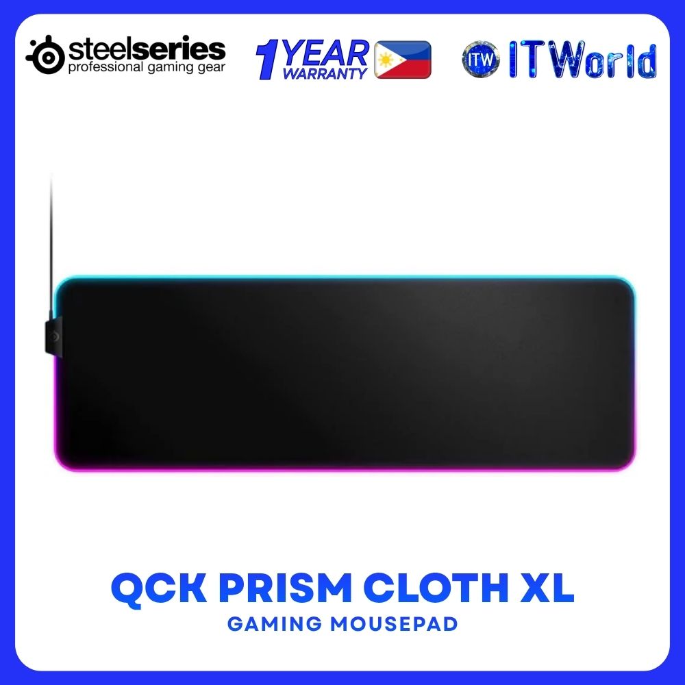 Steelseries QCK Prism Cloth XL Durable Non-Slip Rubber Based RGB  Gaming Mousepad - 63826