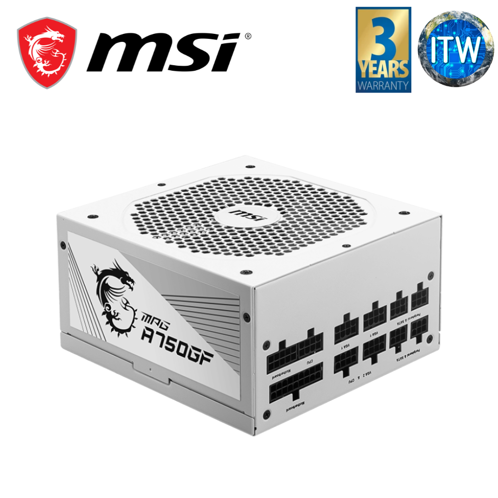 ITW | MSI MPG A750GF 750W 80+ Gold Fully Modular Power Supply Unit (Black and White)