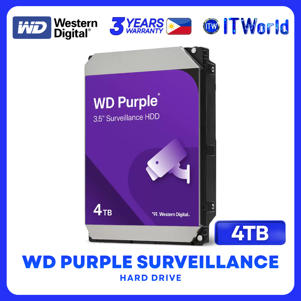 Western Digital WD Purple 4TB WD44PURZ 3.5" SATA CMR 128MB Cache Surveillance HDD