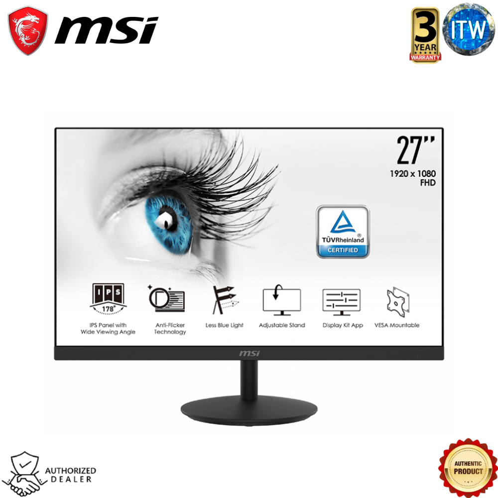 Msi Pro MP271 - 27&quot;, 1920 x 1080 (Full HD) IPS , Anti-glare Business Productivity Monitor