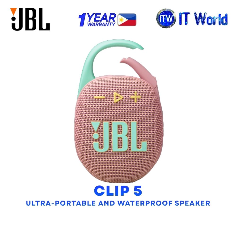 JBL Clip 5 Ultra-Portable Pro Sound Bluetooth Speaker - Pink