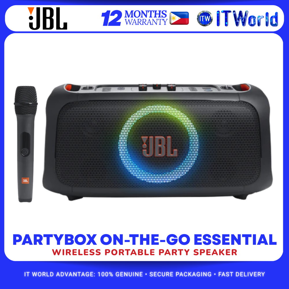 JBL Speaker Partybox On-The-Go Essential Portable with Build-in Lights and Wireless Mic