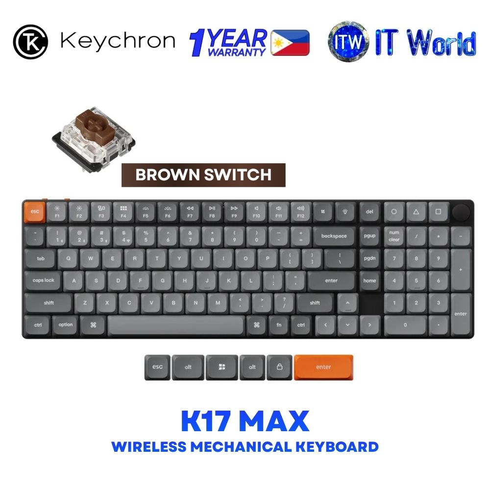 Keychron K17 Max QMK RGB Backlight Hot-Swappable Wireless Mechanical Keyboard - K17M-H3 Brown Switch