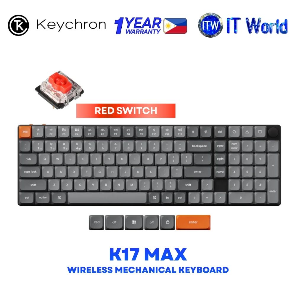 Keychron K17 Max QMK RGB Backlight Hot-Swappable Wireless Mechanical Keyboard - K17M-H1 Red Switch