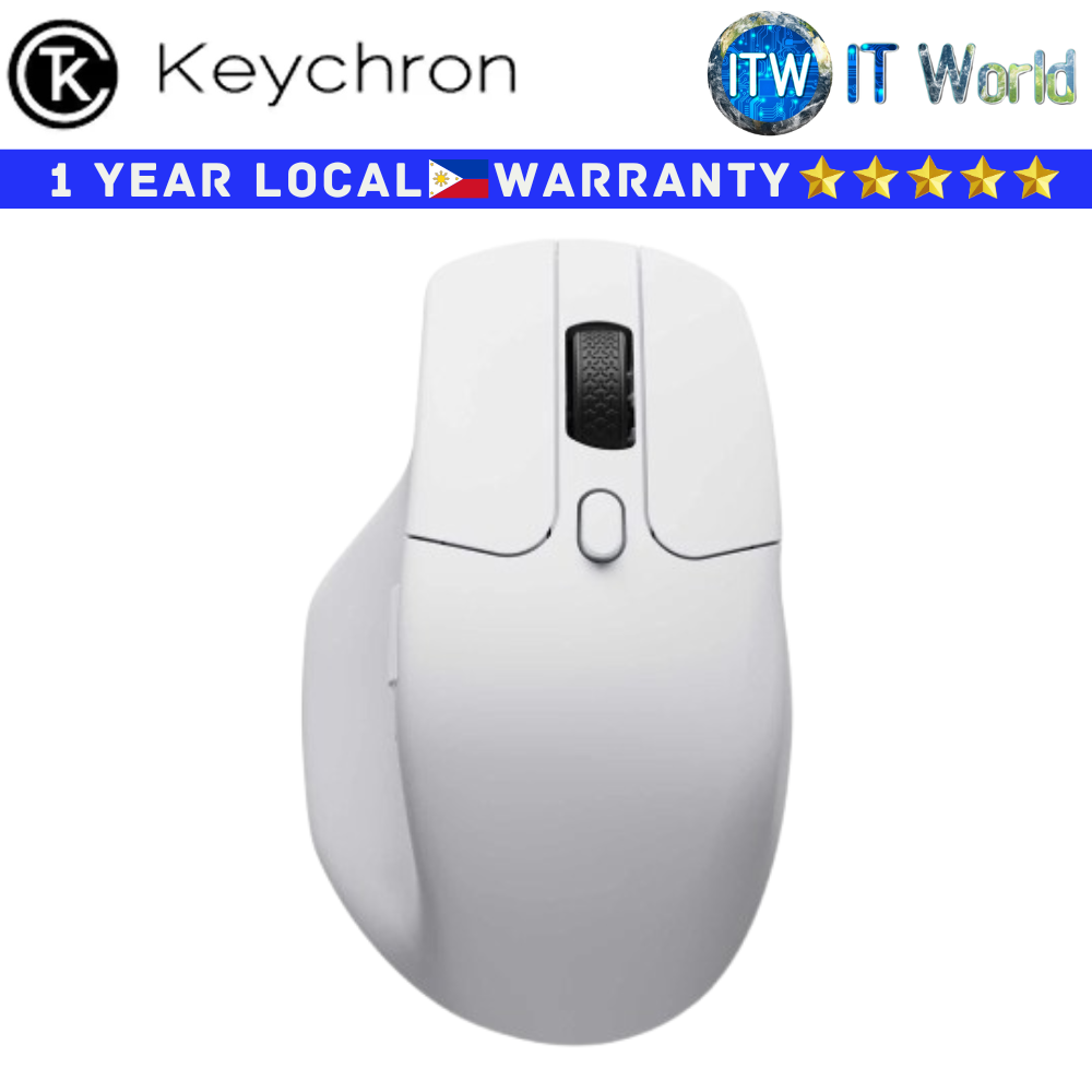 Keychron Wireless Mouse M6-A3 Optical 2.4Ghz Bluetooth Dual Scrolling Mode (White)