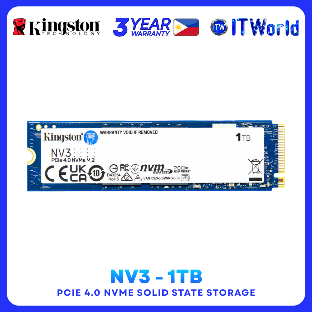 Kingston NV3 Series 1TB SSD NVMe PCIe 4.0 M.2 Gen 4 Internal Solid State Storage SNV3S/1000G