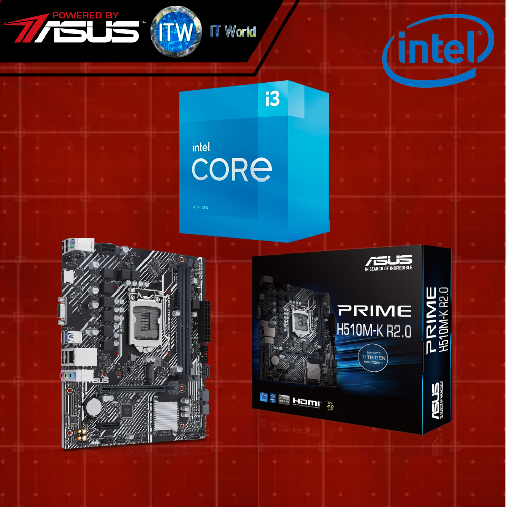 ITW | Intel Core i3-10105 Desktop Processor with ASUS Prime H510M-K R2.0 Motherboard Bundle
