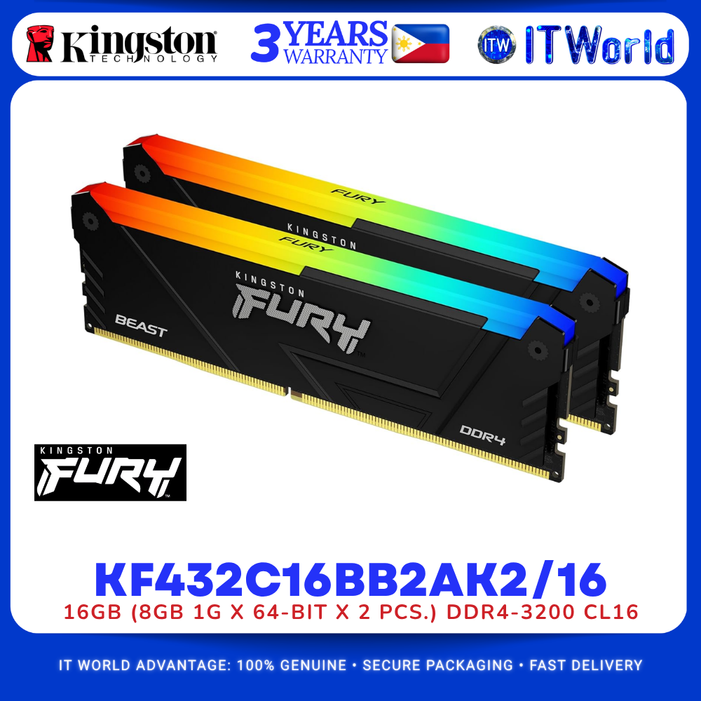 Kingston Fury KF432C16BB2AK2/16 DDR4 16GB 2×8GB 3200MHz Desktop RAM Kit itw