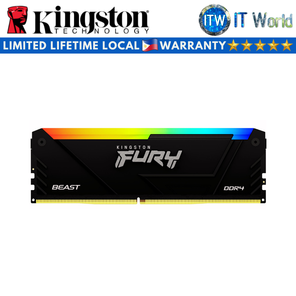 Itw | Kingston Fury Beast RGB 32GB (1x32GB) DDR4-3600Mhz CL18 Desktop Memory (KF436C18BB2A/32)
