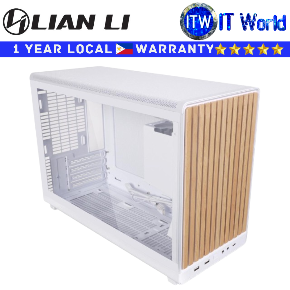Lian Li Computer PC Case A3-mATX Wooden Front Panel Glass Side Panel White (G99.A3W-WDG.00)