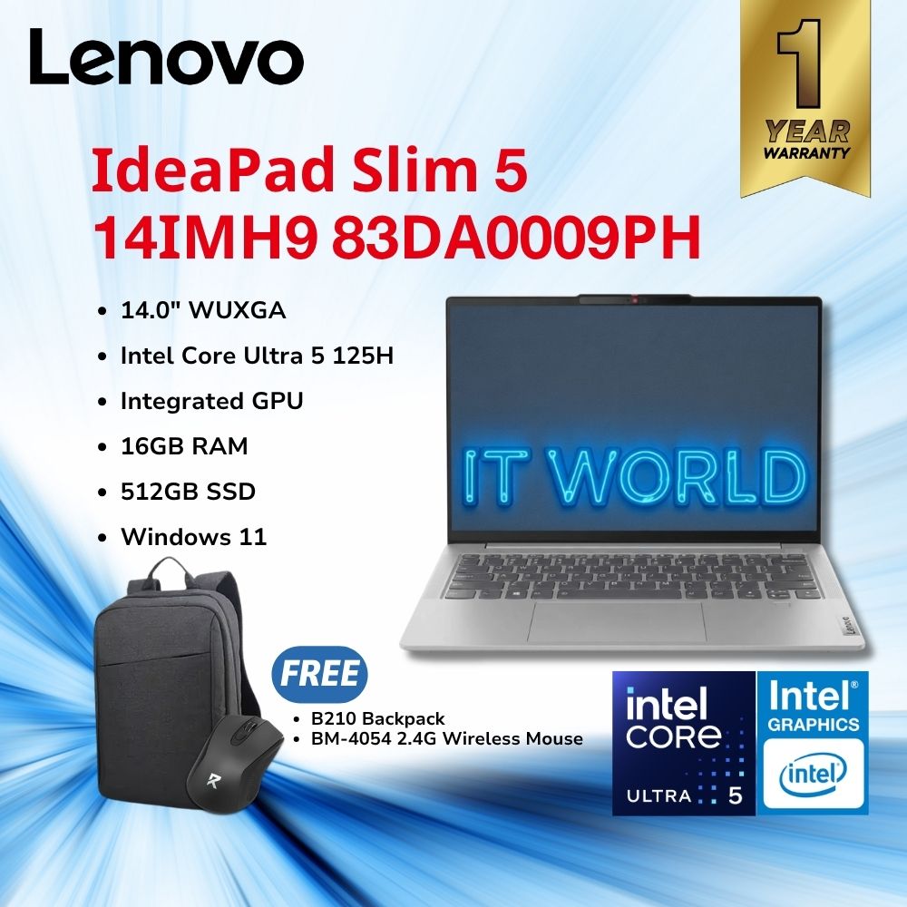 Lenovo Ideapad Slim 5 14IMH9 83DA0009PH - 14" WUXGA / Ultra 5 / 16GB RAM / 512GB SSD / Laptop