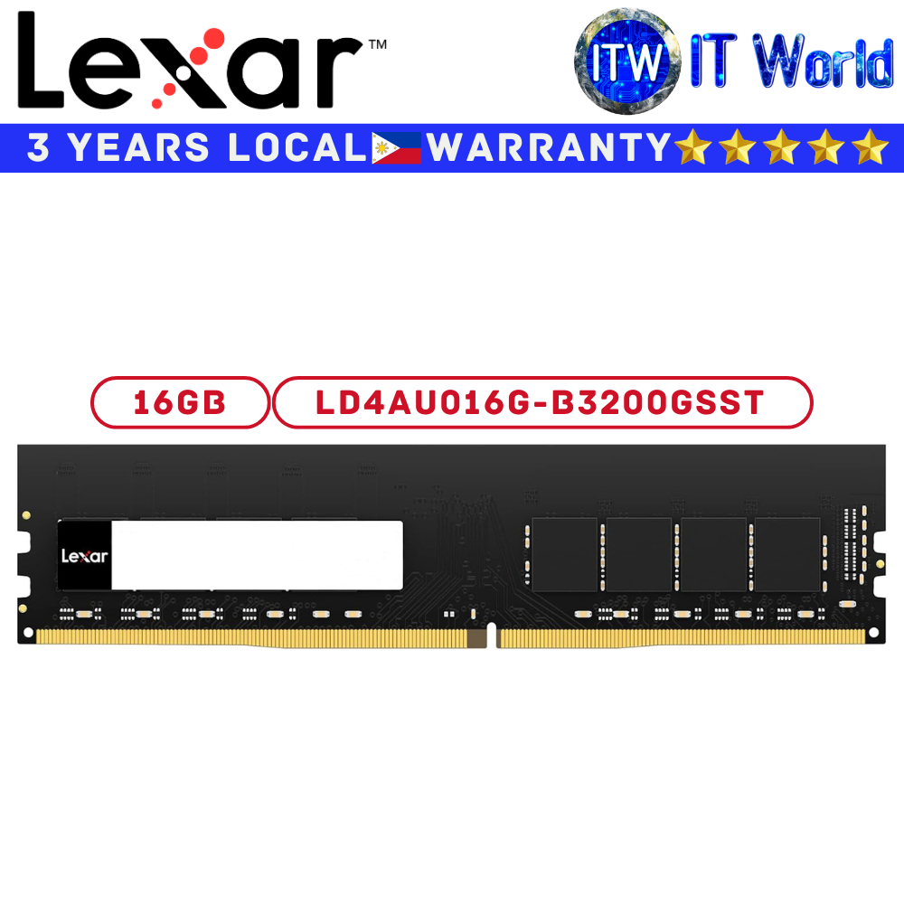Lexar DDR4 RAM 3200Mhz Value RAM UDIMM Desktop Memory 16GB (LD4AU016G-B3200GSST)