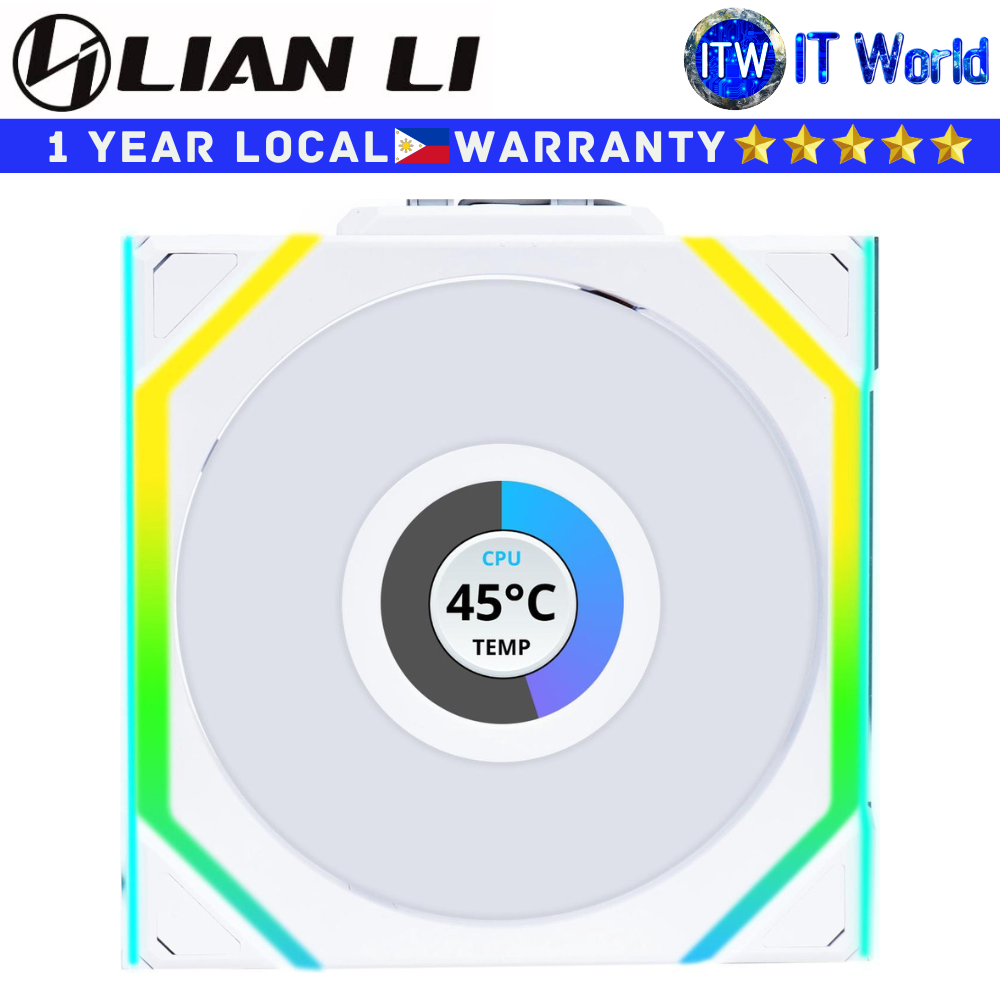 Lian Li Computer PC Fan Uni Fan SL Wireless LCD 120 Reverse Blade Single Fan White (G99.12RSLLCD1W1W.00)