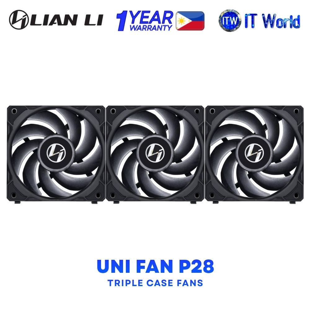 Lian Li Uni Fan P28 Fluid Dynamic Bearing Triple Case Fans Black - UF-P28120-3B