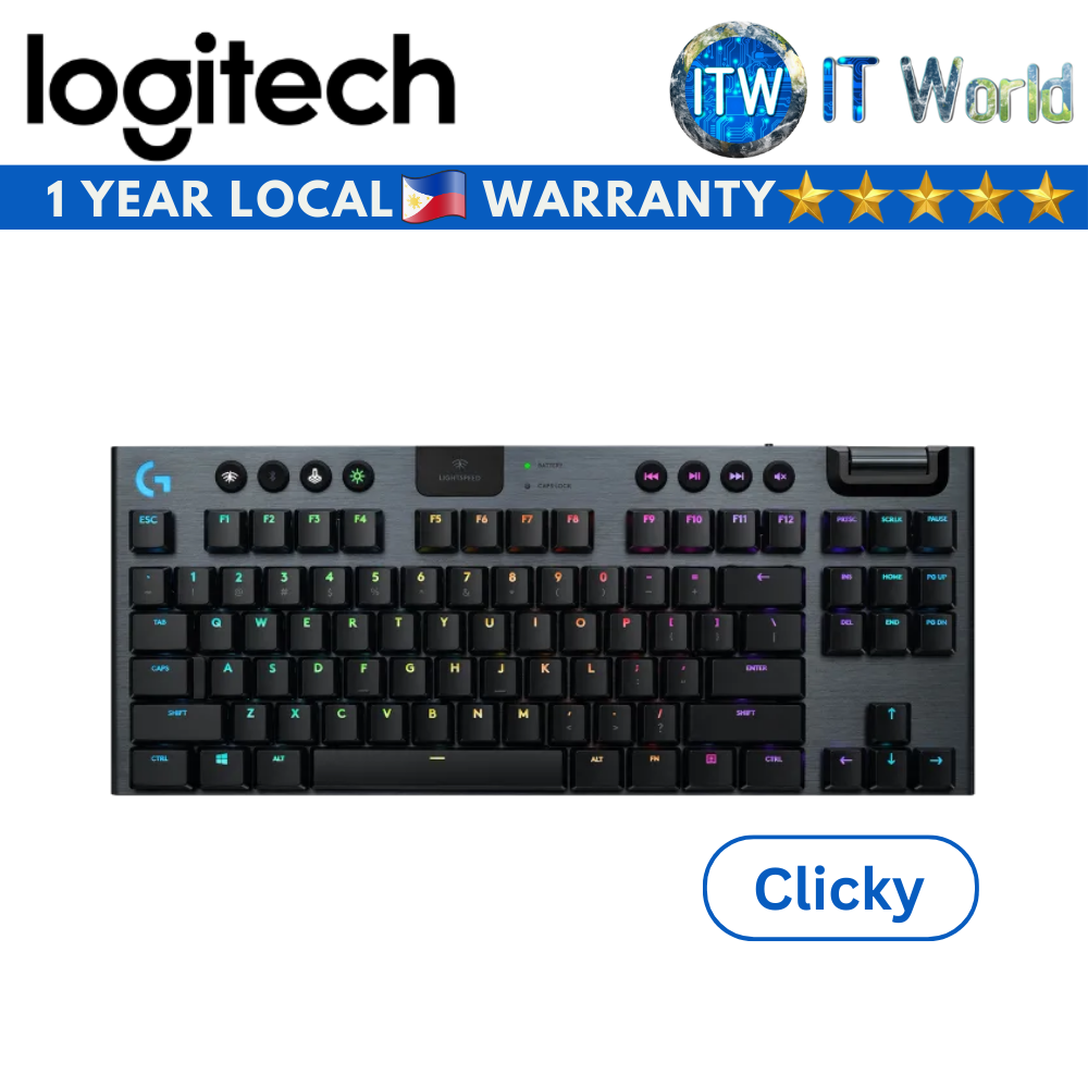 Logitech Wireless Mechanical Gaming Keyboard G913 Clicky RGB TKL Tenkeyless Lightspeed