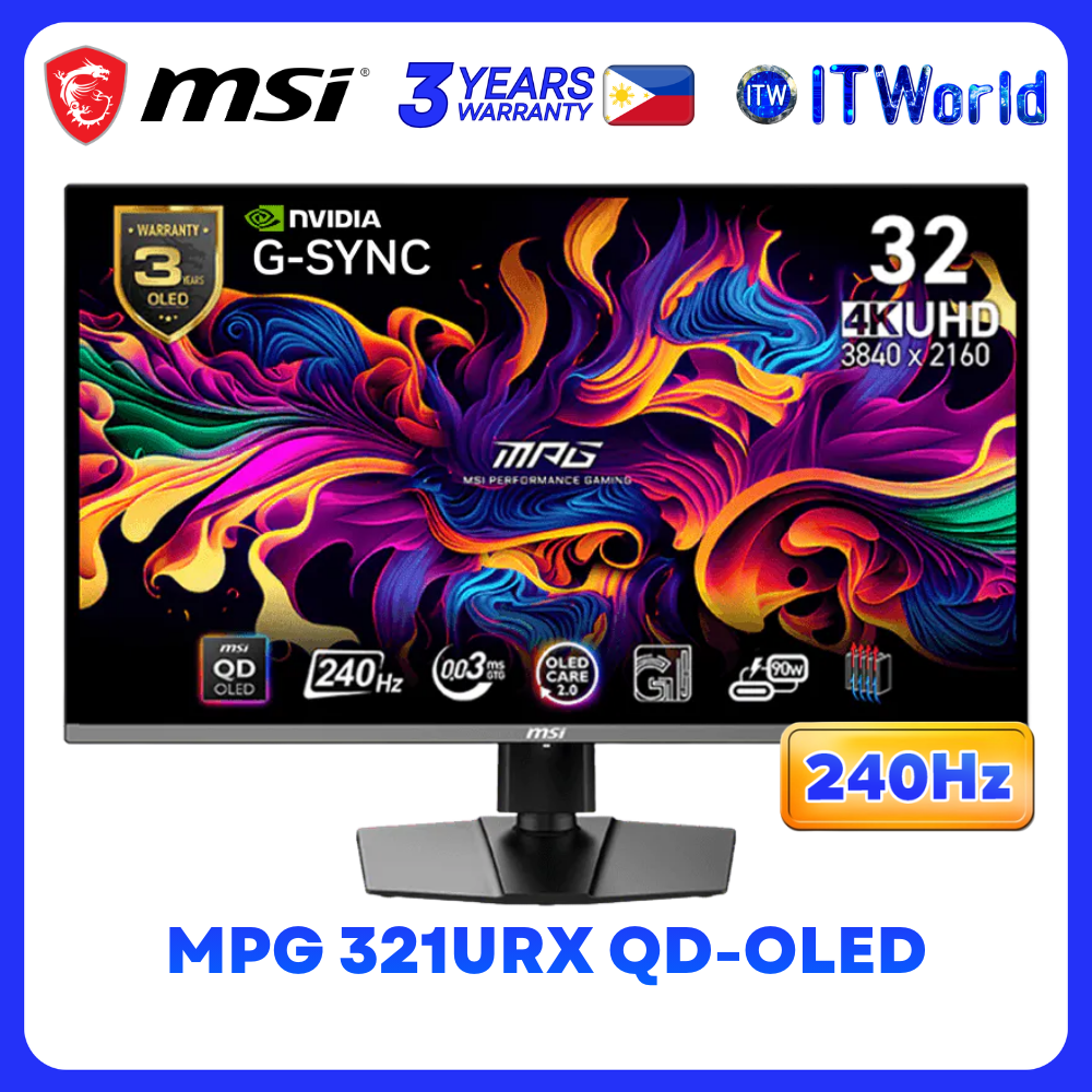 MSI MPG 321URX Series QD-OLED 31.5" 3840x2160 UHD / 4K 240Hz 0.03ms(GTG) Gaming Monitor