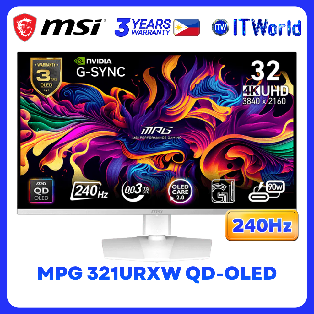 MSI MPG 321URXW QD-OLED 31.5" 3840x2160 UHD / 4K 240Hz 0.03ms(GTG) Gaming Monitor