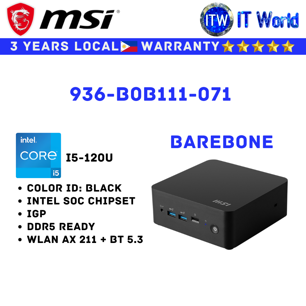 MSI Mini PC All in One Desktop PC Cubi NUC 1M-071BPH-B5120UXX (936-B0B111-071)