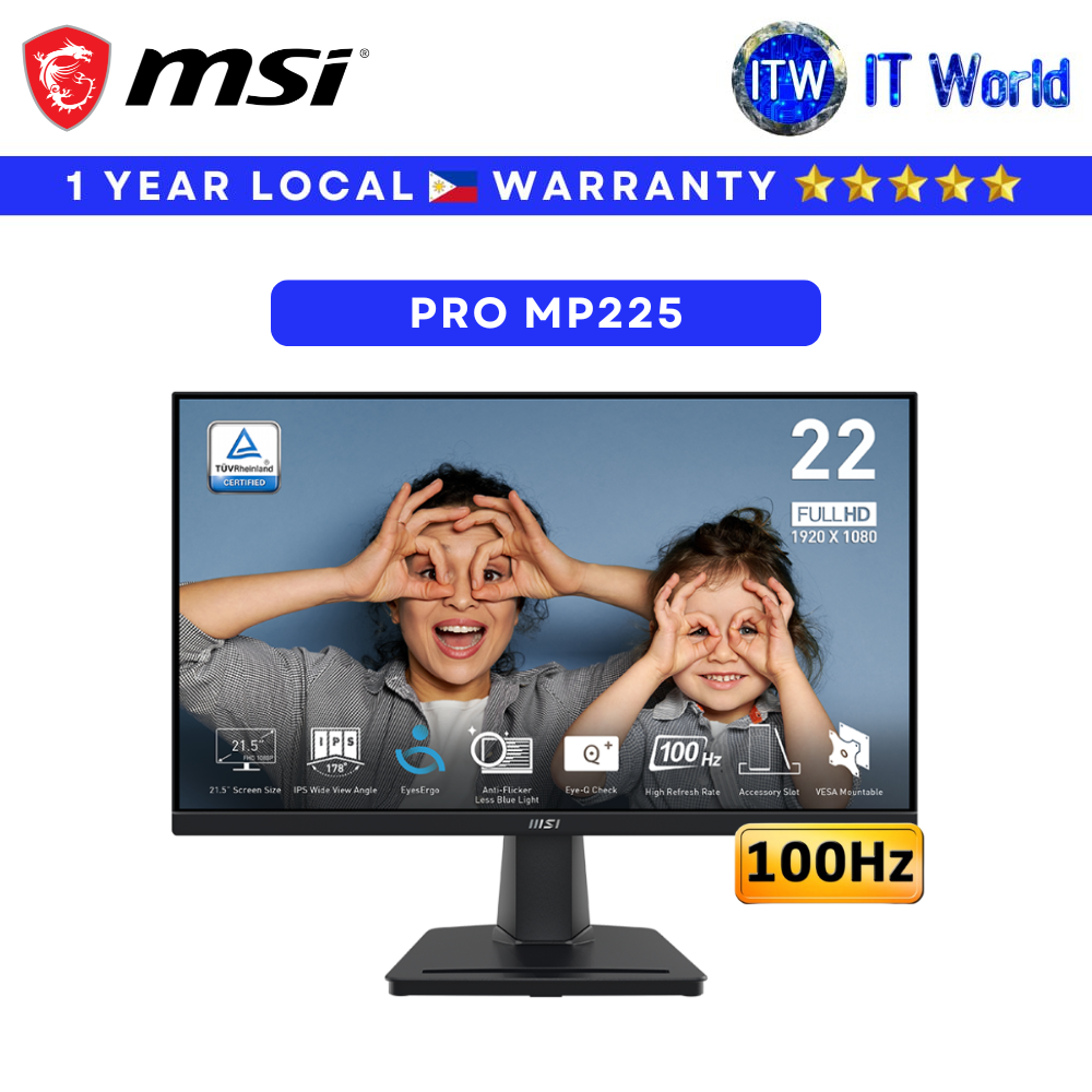 MSI Monitor Pro MP225 22" 100Hz / 1920x1080 FHD / 1ms MPRT, 4ms GTG / Anti-Glare | itw