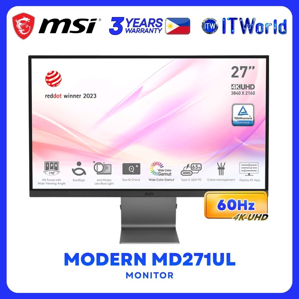 MSI Modern MD271UL - 27" 3840x2160 4K UHD / 60Hz / IPS / 4ms GTG / Anti-Glare Monitor